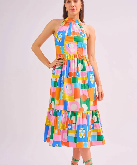 Wild & Pree Cotton Halter Neck Dress
