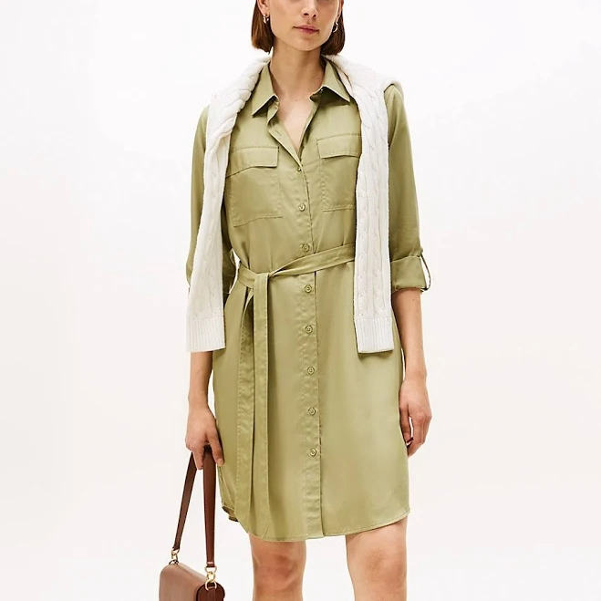Tommy Hilfiger Women's Long-Sleeve Belted Utility Shirtdress