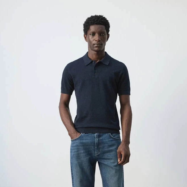 Man Mango Fine-knit polo with microstructure
