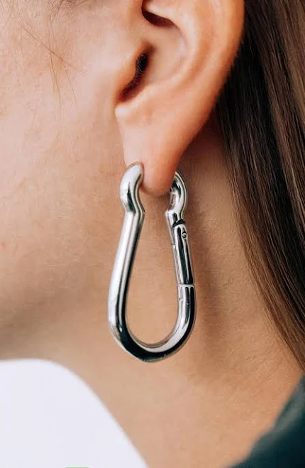 Minimalist Industrial Hoop Carabiner Earrings