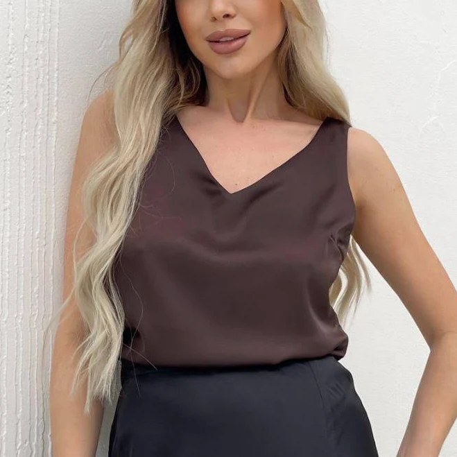 Elegant Silk V-Neck Sleeveless Tank Top