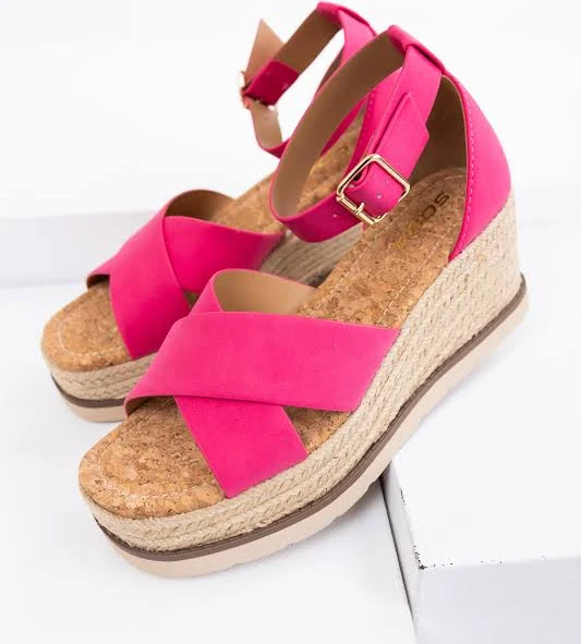 Women's Cross Strap Espadrille Platform Sandals