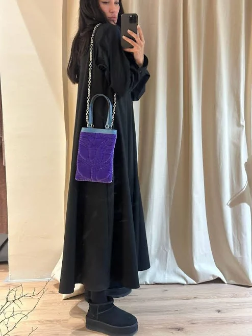 Silk Velvet Mini Bag with Leather Strap