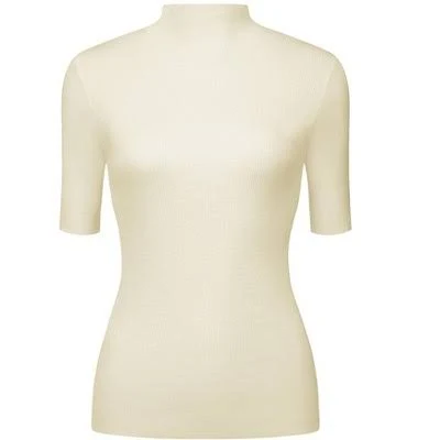 Women's Slim Fit Mock Neck Short Sleeve Knitted Blouse