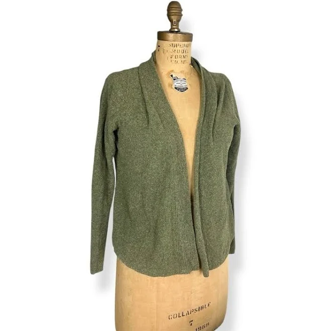 Eileen Fisher Silk Blend Olive Green Women's Cardigan Waterfall Knit