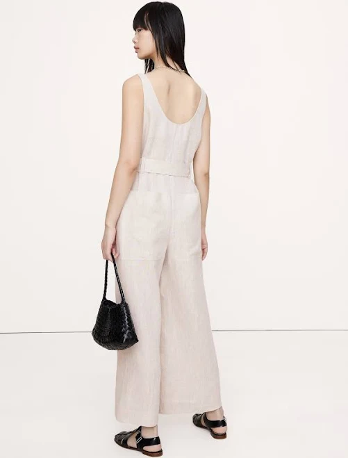 Banana Republic Women's Linen Belted Wide-leg Jumpsuit
