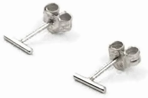 925 Sterling Silver Gold PVD Simple Dainty Line Stud Earrings