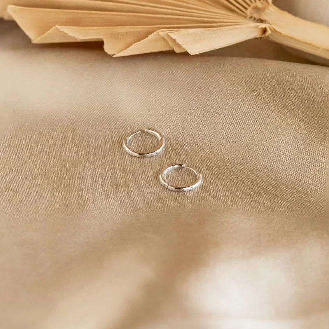 Caitlyn Minimalist Dainty Sterling Silver Hoop Earrings