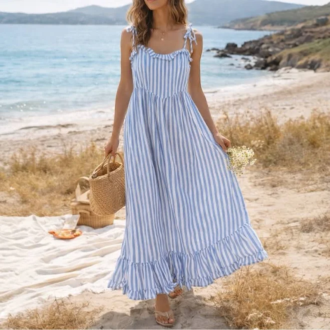 Coastal Striped Maxi Dress