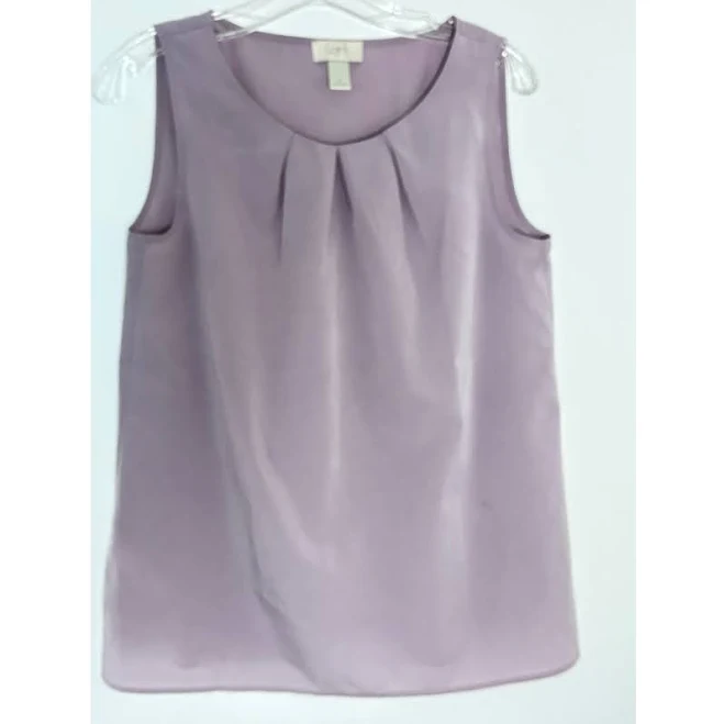 Loft Outlet Lavender Purple Pleated Neck Sleeveless Shell Blouse Small