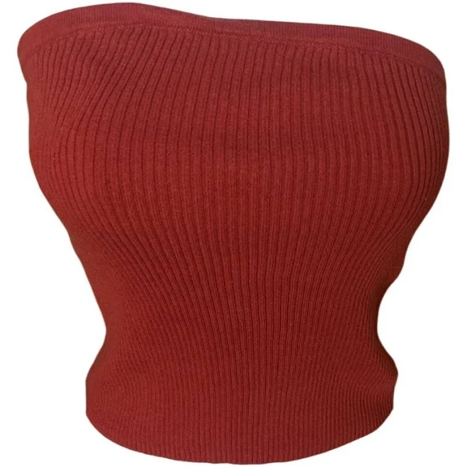 American Eagle Outfitters Ribbed Rust Tube Top Strapless Cotton