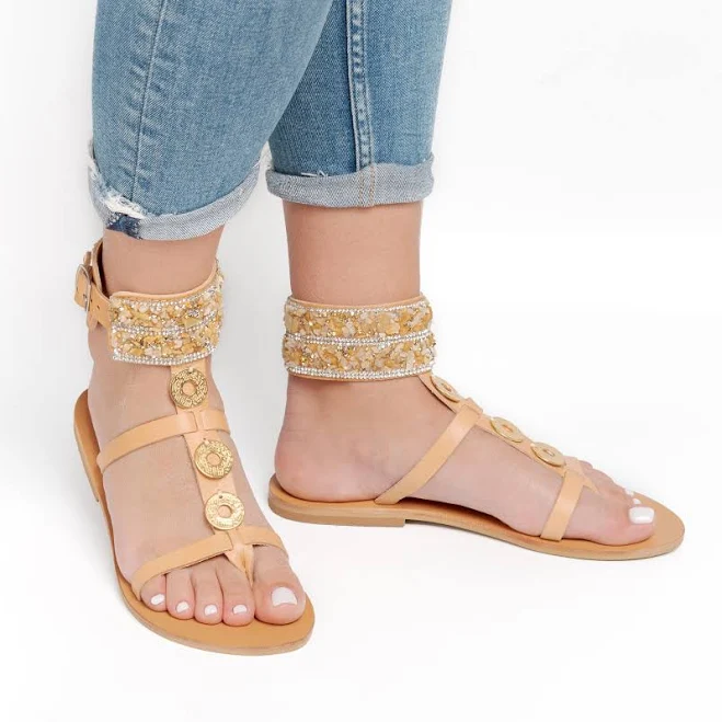 Embellished Leather Sandals