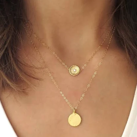 Dainty Layered Gold Coin Necklace