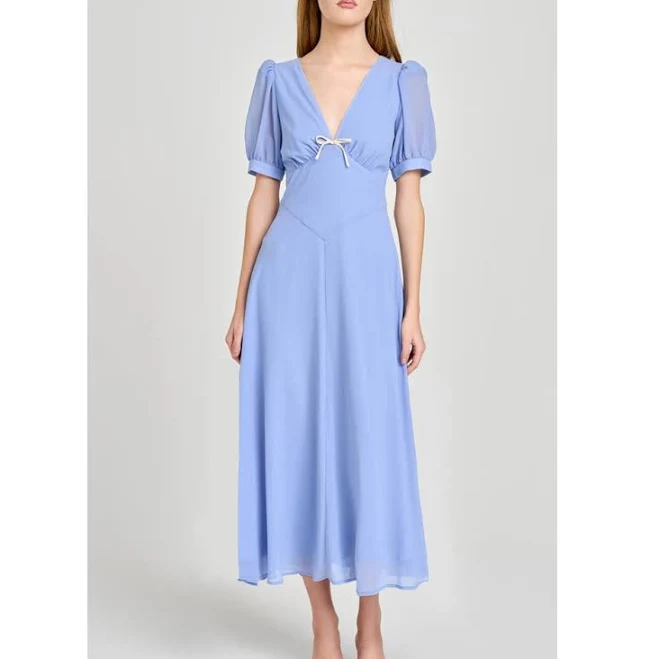 WAYF Women's Juliana A-Line Short Sleeve Midi Dress