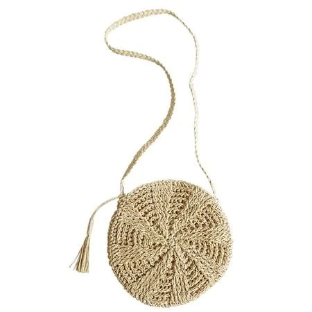 Straw Woven Tassel Crossbody Bag