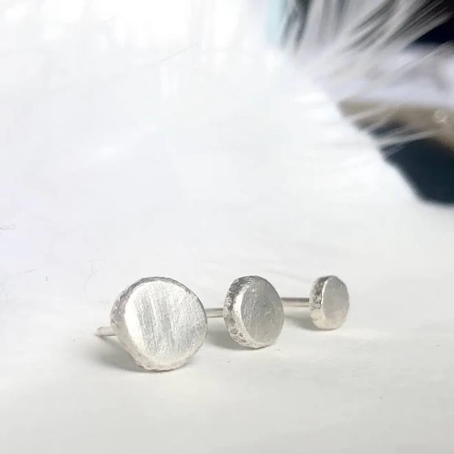 Reclaimed Silver Minimal Stud Earring