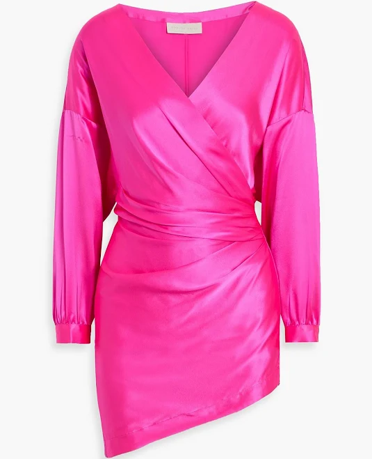 Michelle Mason Wrap-effect Silk-Satin Mini Dress