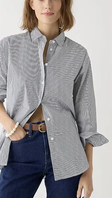 J.Crew Women's Tall Relaxed-Fit Crisp Cotton Poplin Shirt