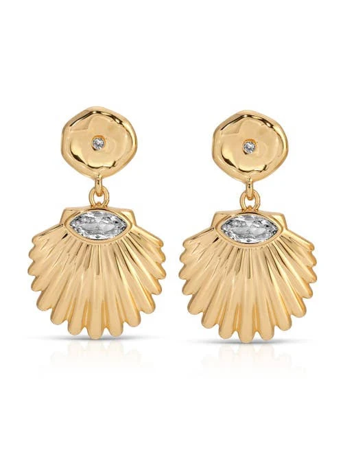 Ettika Santorini Cubic Zirconia Shell Drop Earrings