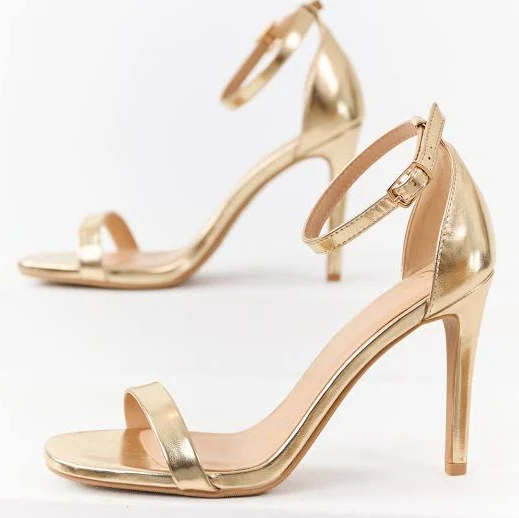 Faux Leather Ankle Strap High Heels