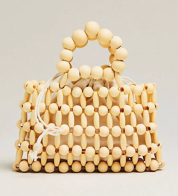 Anthropologie Wood Bead Top-Handle Mini Satchel