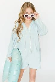 Terry Cloth Light Blue Romper