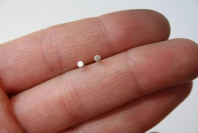 Tiny Fine Silver Minimalist Stud Earrings
