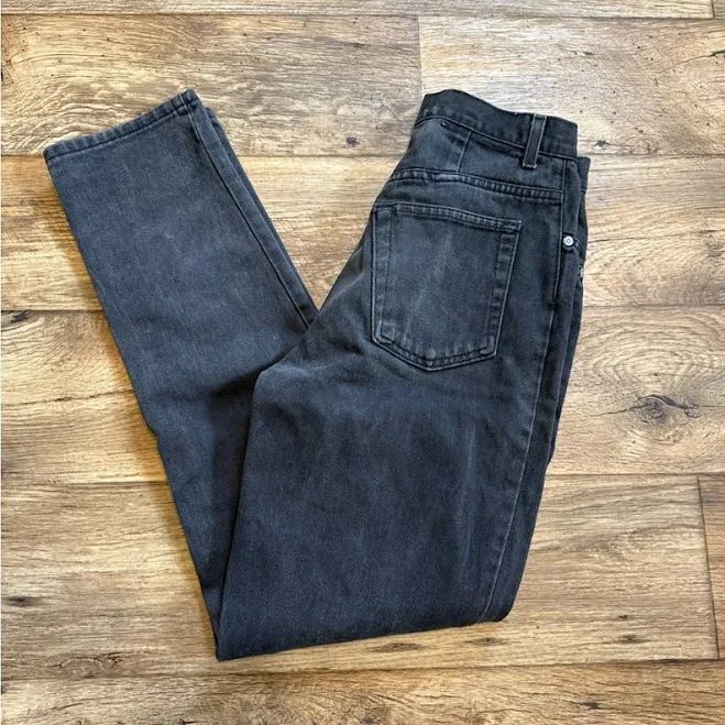 Vintage 90s Faded Black High Waisted Slim Leg Jeans