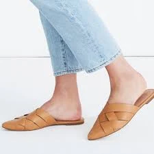 Madewell Woven Flat Mules - Desert Camel