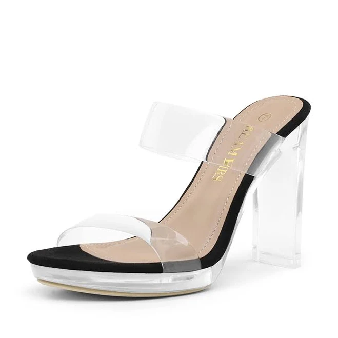 Dream Pairs Clear Strap Block Heel Sandals
