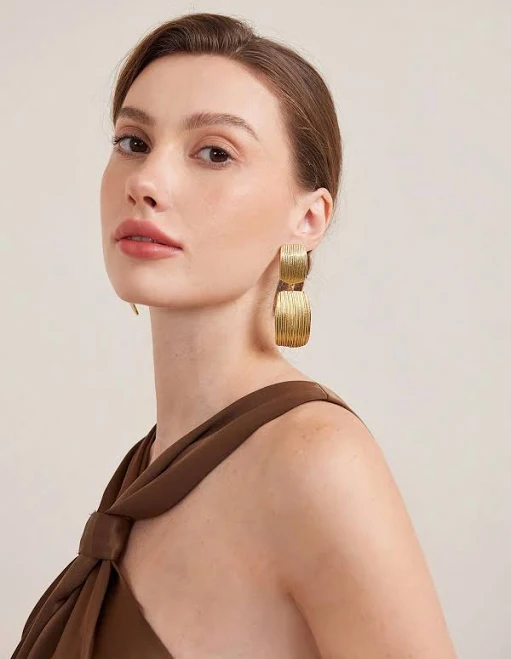 18K Gold Plated Geometric Dangle Earrings