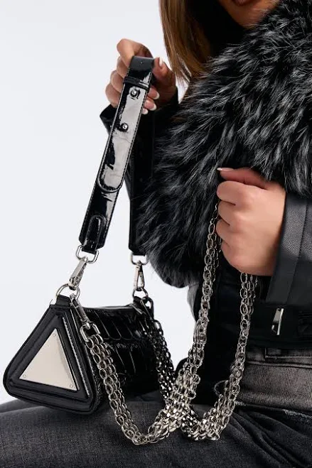 Fashion Nova Women's Chain of Command Faux Leather Shoulder Bag