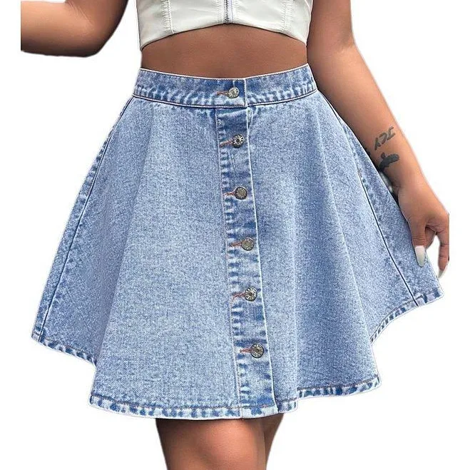 Women's Casual A-Line High-Waisted Denim Mini Skirt