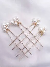 Gold Pearl Hair Pins Set of 4, Bridal Wedding Hair Accessories, Bridesmaid Hair Piece