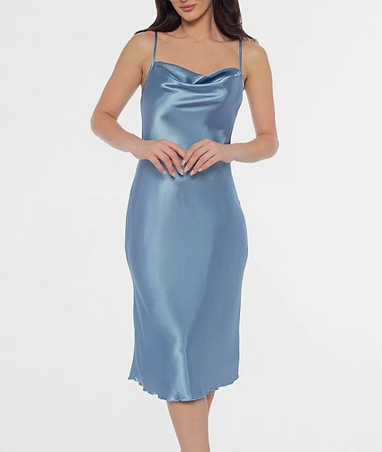 Bebe Women's Dresses Bebe Satin Cowl Neck Slip Midi Dress