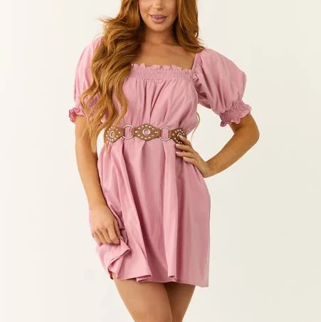 Puff Sleeve Smocked Mini Dress