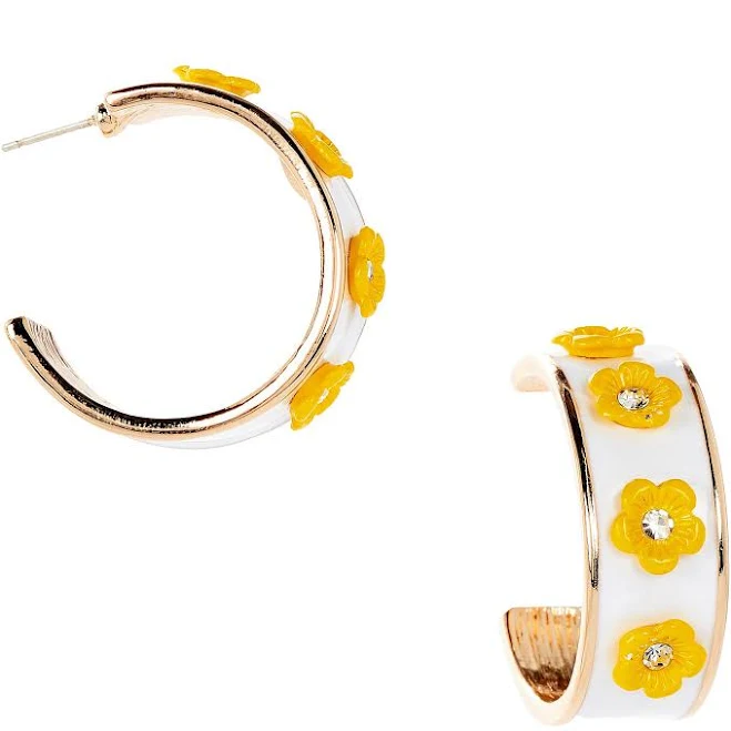 Dillard's Women's Crystal Stone Enamel Hoop Earrings