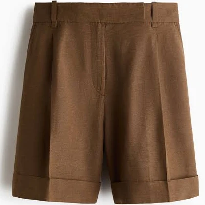 H&M Ladies Dressy Linen-Blend Shorts