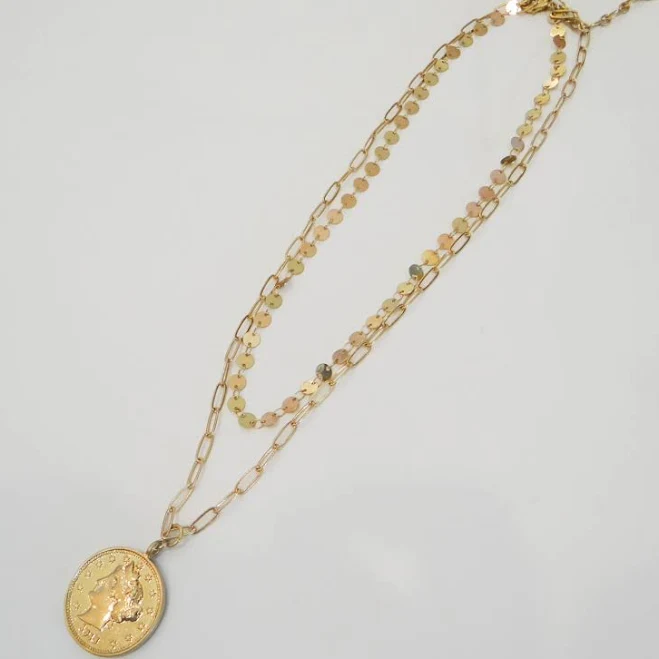 Layered Gold Coin Necklace