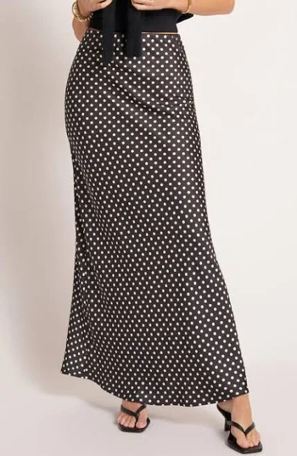 Matty M Women's Polka Dot Bias Cut Maxi Skirt