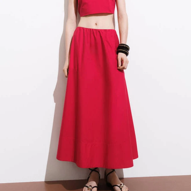 MANGO Women's Flared Cotton Midi Skirt