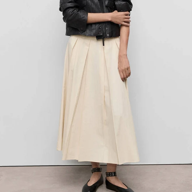 MANGO Women's Pleated Midi-Skirt