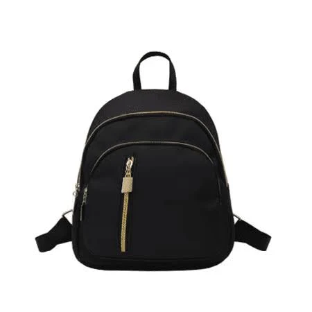 no brand name Nylon Mini Backpack with Front Zipper Pocket, Black, Adult Unisex, Size: One size