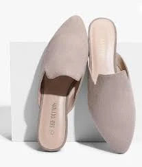 Dream Pairs Women Flat Mule Grey Suede Pointed Toe Backless Comfort Loafer Shoes