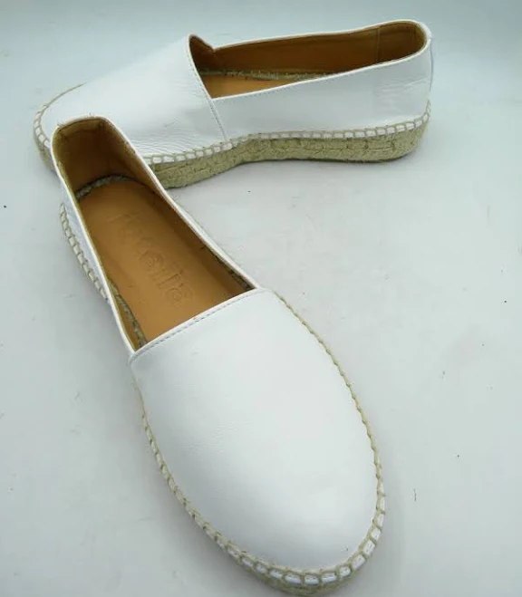 Jutelia White Leather Espadrille Flats Spain Size Eu 39