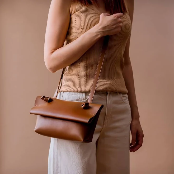 Minimalist Vegan Leather Crossbody Bag