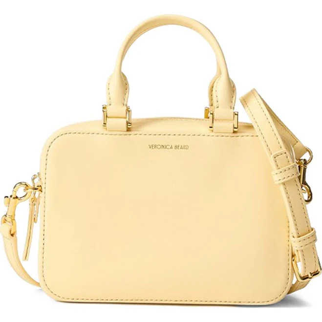 Veronica Beard Boxy Leather Top-Handle Bag