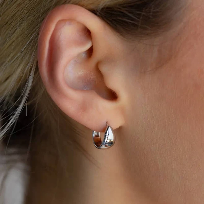 Caitlyn Minimalist Chunky Hoop Silver Earrings