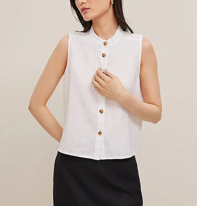 Ann Taylor Women's Linen Sleeveless Shirt