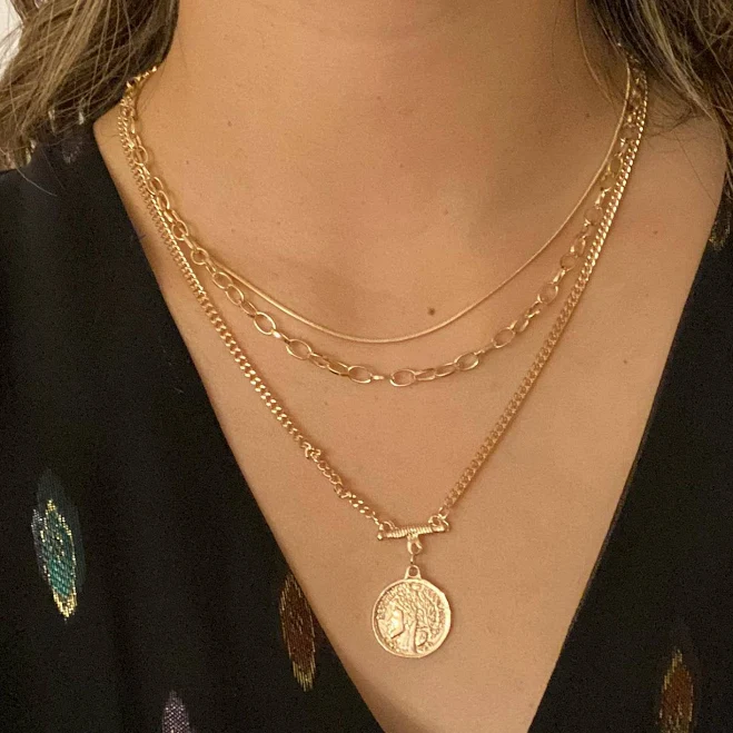 Layered Gold Curb Chain Necklace